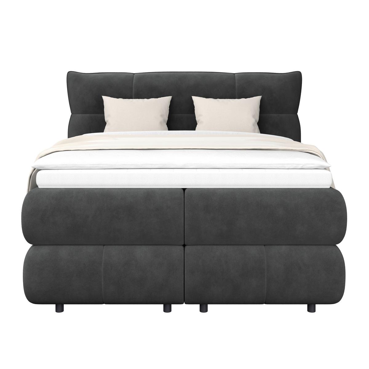 Boxspring Krevet Carmelo - crna, Trend, tekstil/plastika (140/200cm) - Premium Living