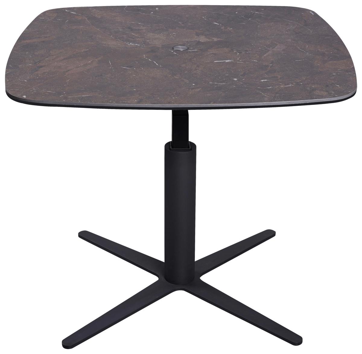 STOLIK KAWOWY NEAPOLI -EXKLUSIV- - antracytowy/ciemnobrązowy, Design, metal/szkło (80/80/47-67cm) - Novel