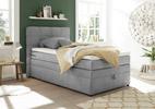 Boxspringbett in Dunkelgrau ca. 120x200 - Dunkelgrau/Schwarz, Konventionell, Holzwerkstoff/Kunststoff (120/200cm) - Premium Living