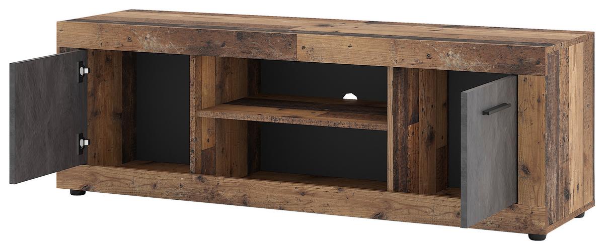 Nizka Omarica Luna, Antracit, Stari Hrast - stari hrast/črna, Design, umetna masa/leseni material (140/48/40cm) - Modern Living