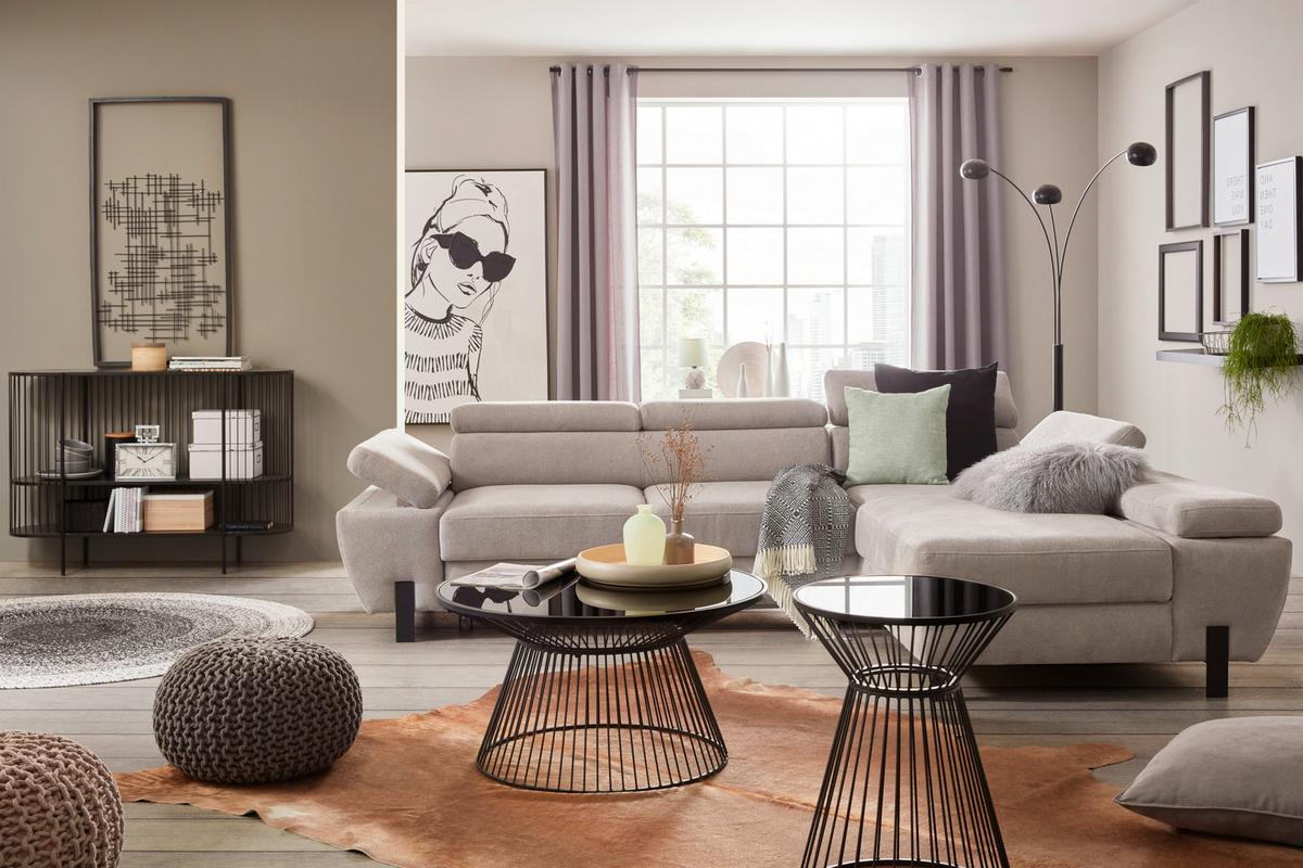 Coltar MOLINA MINI - gri deschis, Modern, lemn/textil (277/90/93cm) - Mömax