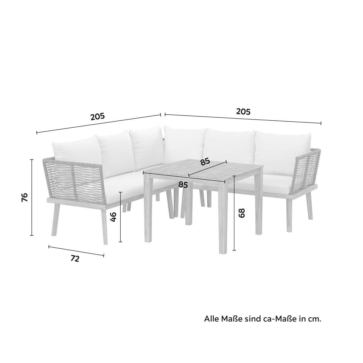 Lounge Garnitura Julina, Krem - krem barve/barve akacije, Moderno, kovina/tekstil (205/76/72cm) - Bessagi Garden