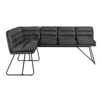 Sitzbank Kona Dunkelgrau Webstoff Gepolstert - Dunkelgrau/Schwarz, MODERN, Holz/Textil (154/201cm) - Bessagi Home