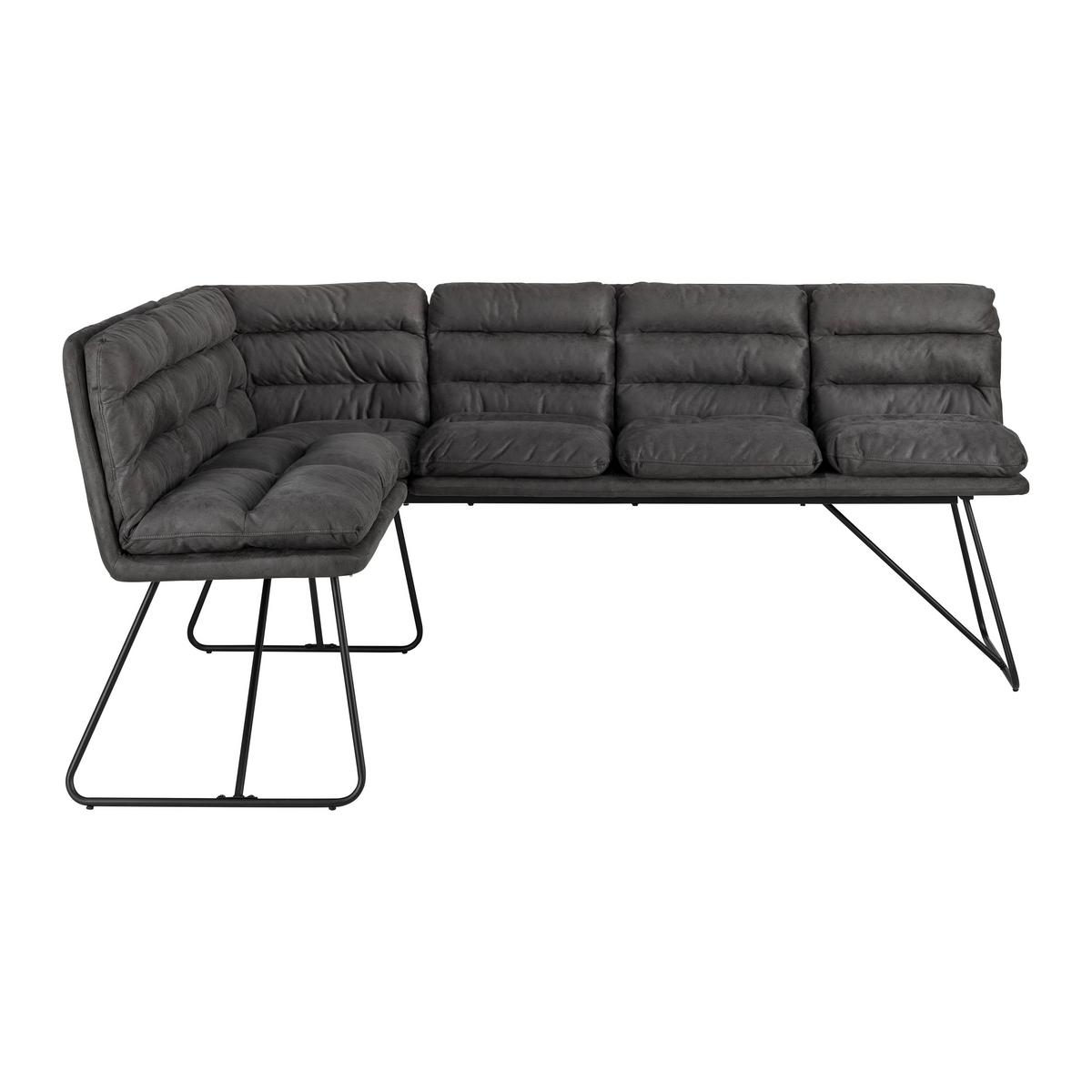 Sitzbank Kona Dunkelgrau Webstoff Gepolstert - Dunkelgrau/Schwarz, MODERN, Holz/Textil (154/201cm) - Bessagi Home