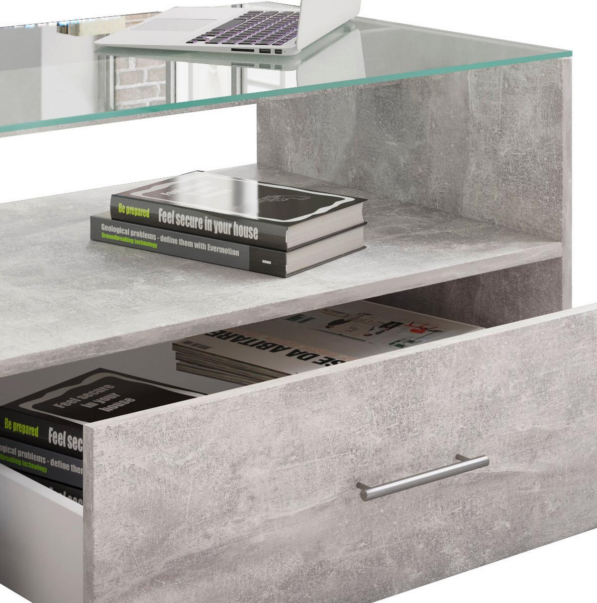 Klubska Miza Tindala, Beton - siva, Basics, steklo/leseni material (50/100/45cm) - MID.YOU