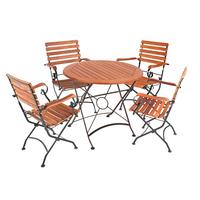Gartenmöbel-Set Wien 5-tlg. klappbar Holz - Eukalyptusholzfarben/Schwarz, Basics, Holz/Metall (56/89/58cm) - Gardenson