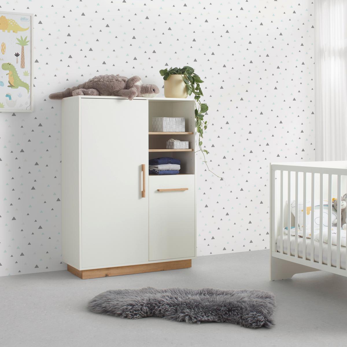 Highboard Luna White in Weiß ca. 93x130x40cm - Weiß/Eiche Artisan, KONVENTIONELL, Holzwerkstoff (93/130/40cm) - Roba