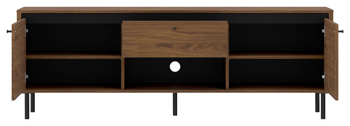 Tv Komoda Revillo - boje oraha/crna, Basics, drvni materijal/metal (177/61/40cm) - Modern Living