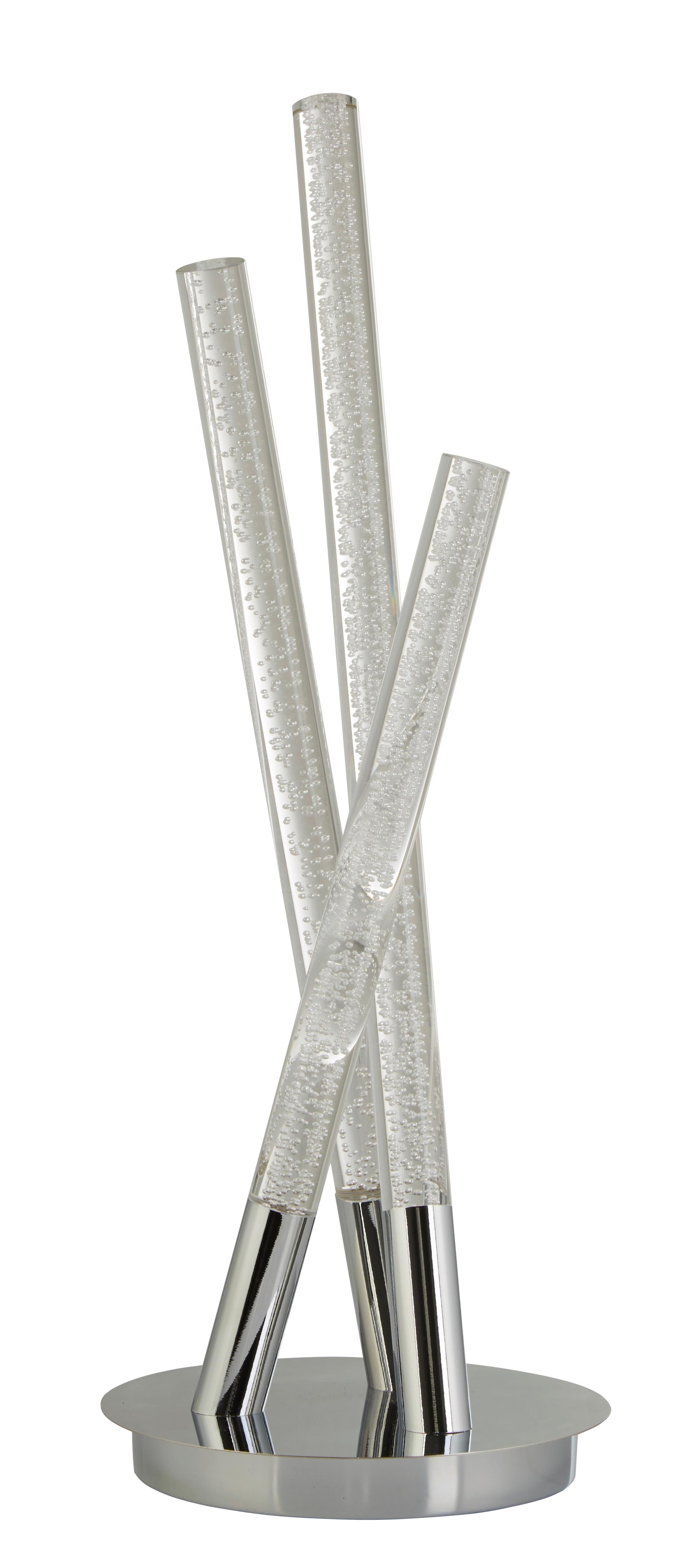 LED Asztali Lámpa Bubbles Eu3473-3cc - krómszínű/áttetsző, Design, műanyag/fém (16/16/43cm)