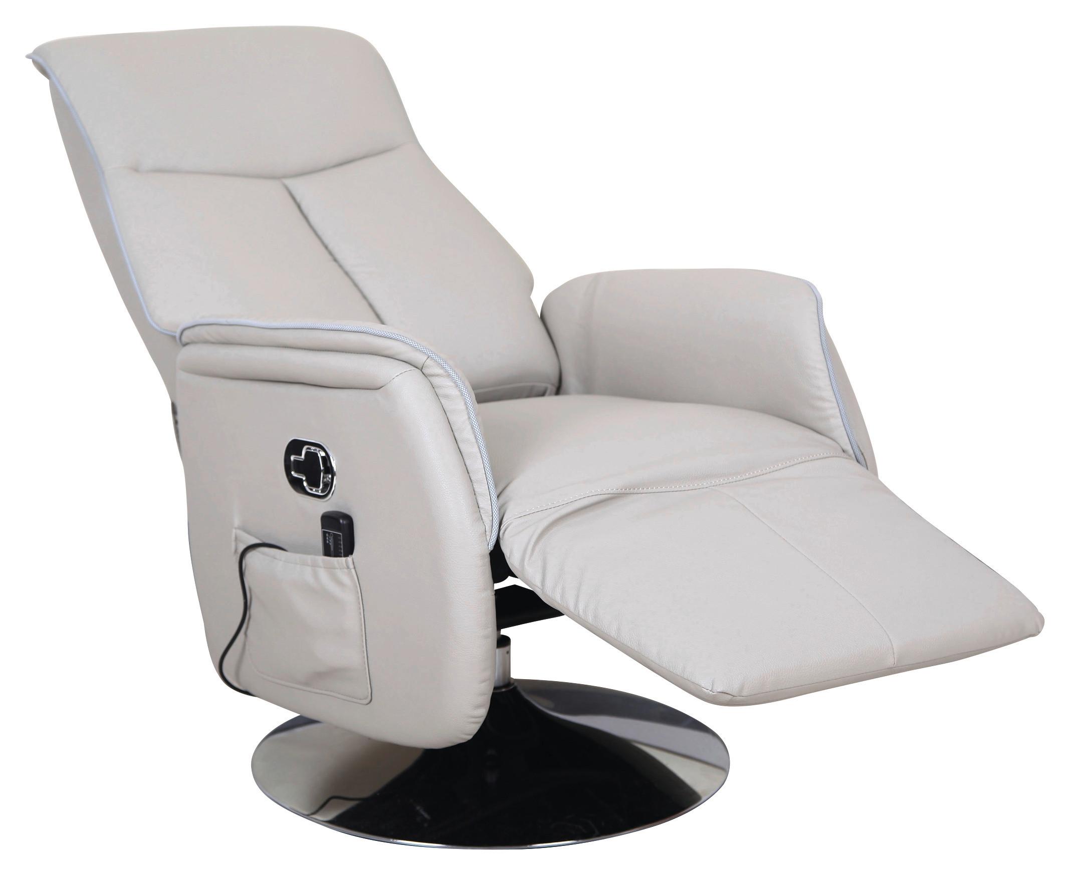 Massagesessel in Hellgrau - Chromfarben/Hellgrau, Textil/Metall (67/77-157/11-82cm) - Modern Living
