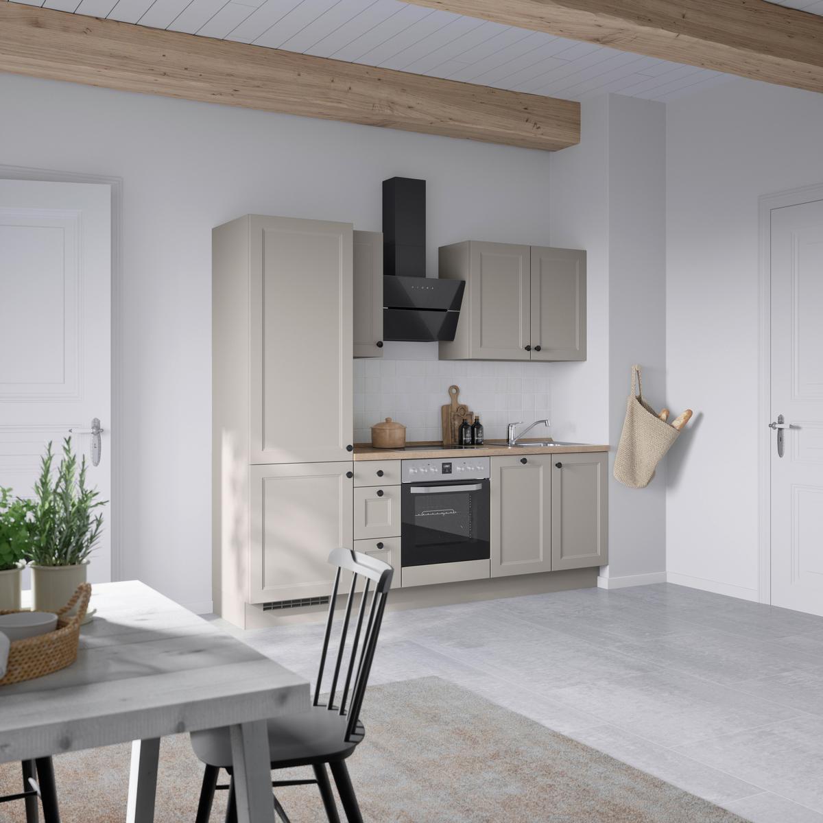 Küchenblock Cascada High m. Geräten Grau - Eiche dunkel/Schwarz, MODERN, Holzwerkstoff/Metall (240cm) - Nobilia