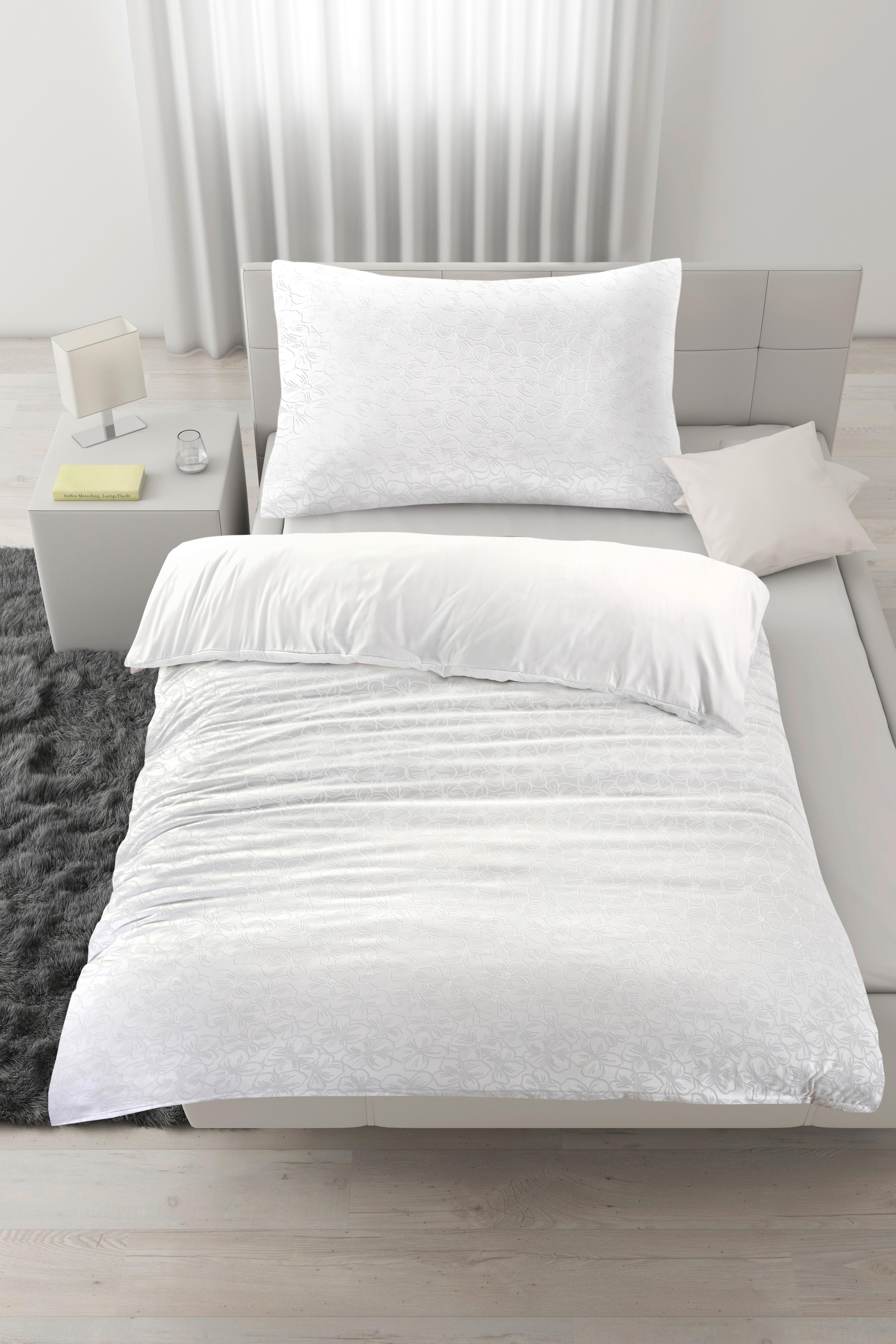 Bettwäscheset BLUME - Weiss, Konventionell, Textil (160/210cm) - Mömax