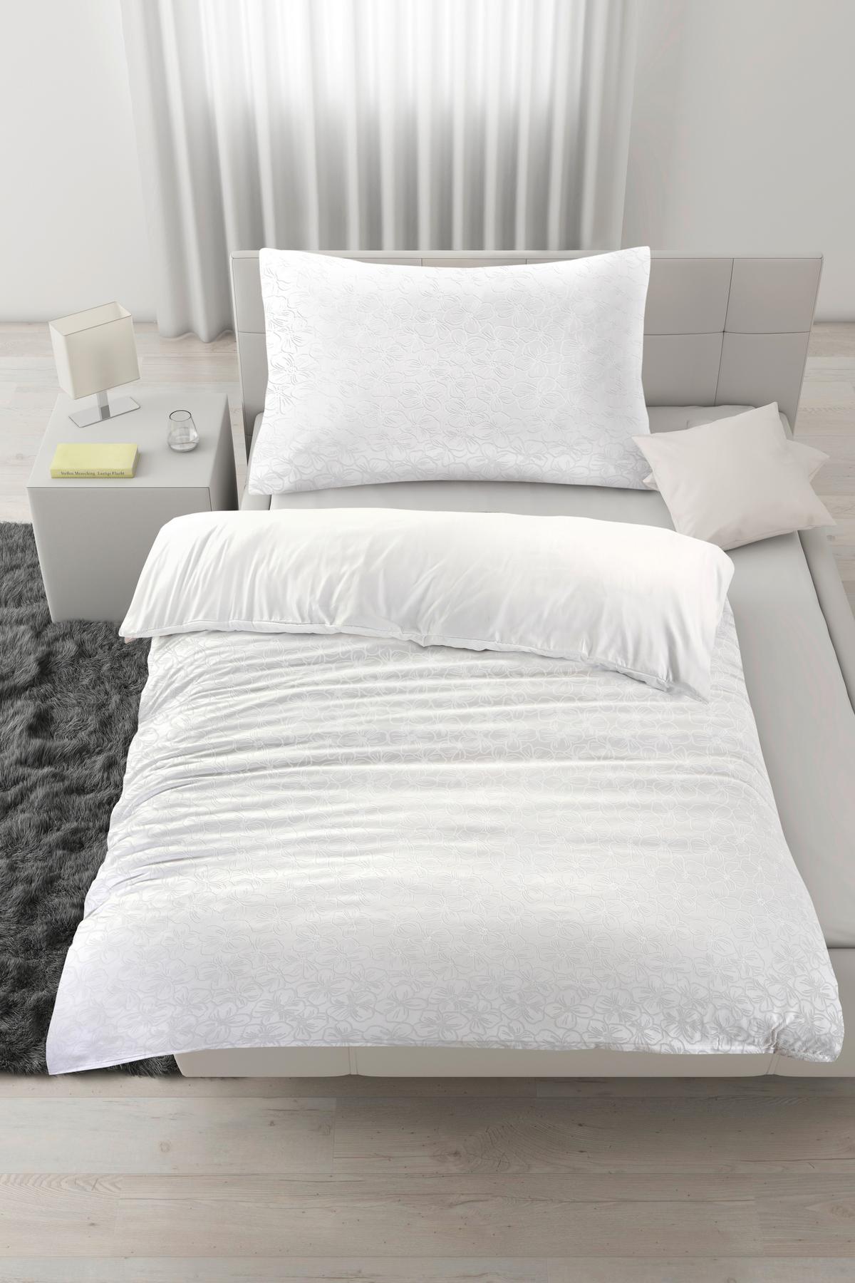 Bettwäscheset BLUME - Weiss, Konventionell, Textil (160/210cm) - Mömax