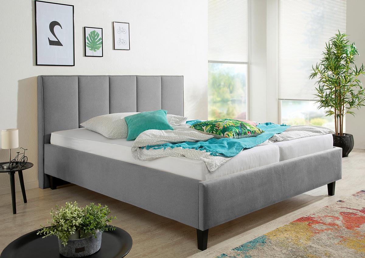 Polsterbett Avola Grau ca. 180x200 cm - Schwarz/Grau, MODERN, Holz/Textil (180/200cm) - Livetastic