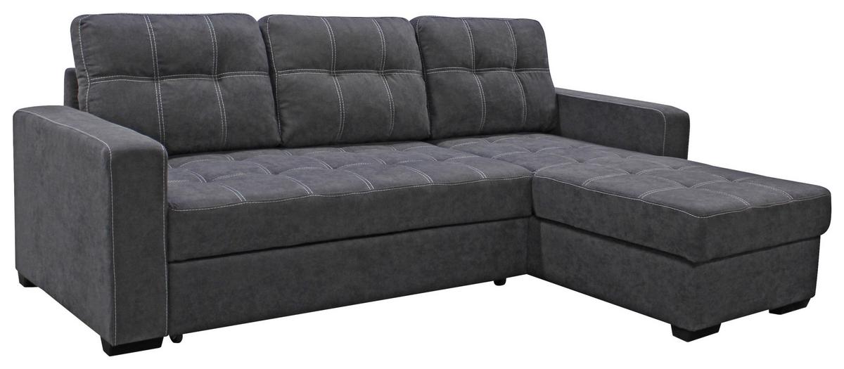 Sedežna Garnitura Mediolan, Z Ležiščem - temno siva/črna, Design, umetna masa/tekstil (240/160cm) - Mömax