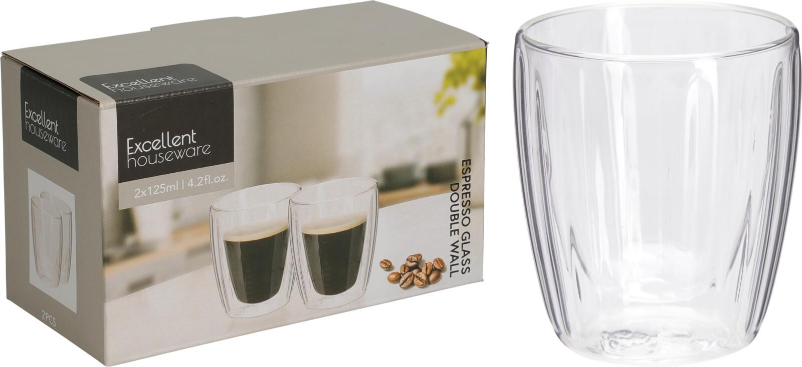 Set de căni pentru cafea Ribbel, cca. 125 ml - transparent, Modern, sticlă (6,6/7,4cm)