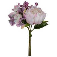 Kunstpflanze Peoniensträusschen I Rosa - Rosa/Braun, ROMANTIK / LANDHAUS, Kunststoff (26cm) - Mömax