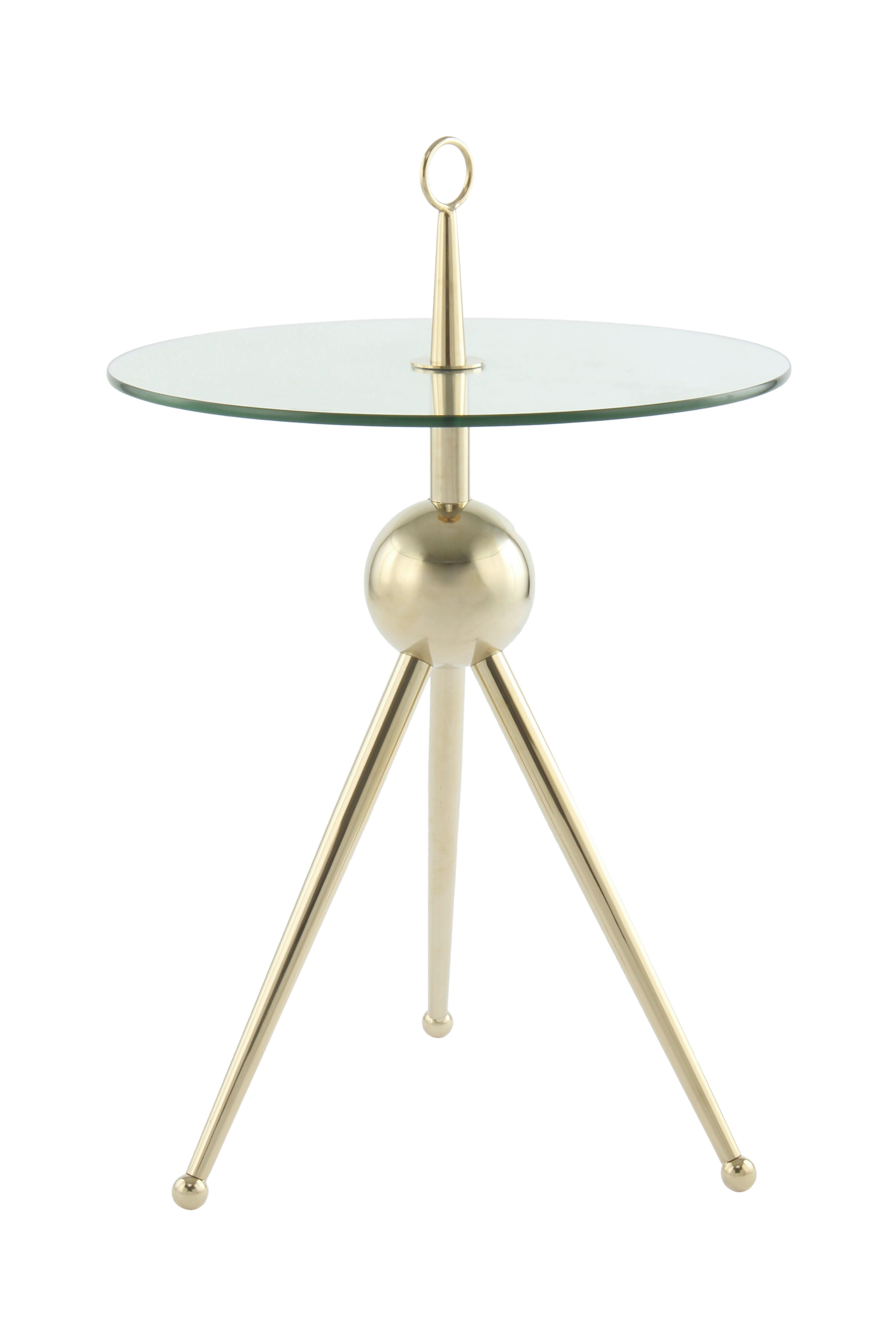 BEISTELLTISCH LCUHL-GLD - Goldfarben, Modern, Glas/Metall (46/46/52cm) - Kayoom