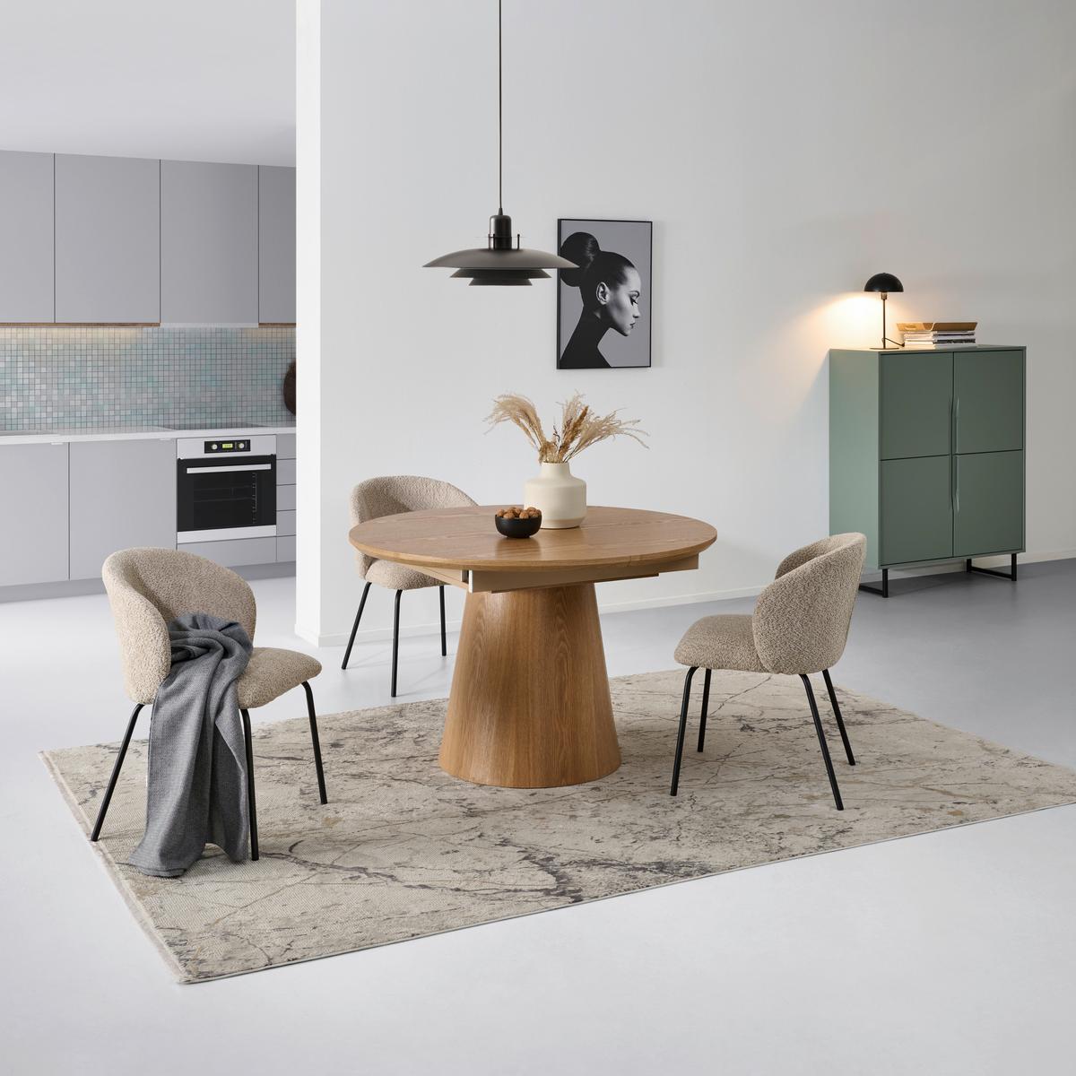 STÓŁ DO JADALNI LIO - kolor dębowy, Konventionell, materiał drewnopochodny/drewno (120-160/120/76cm) - MID.YOU