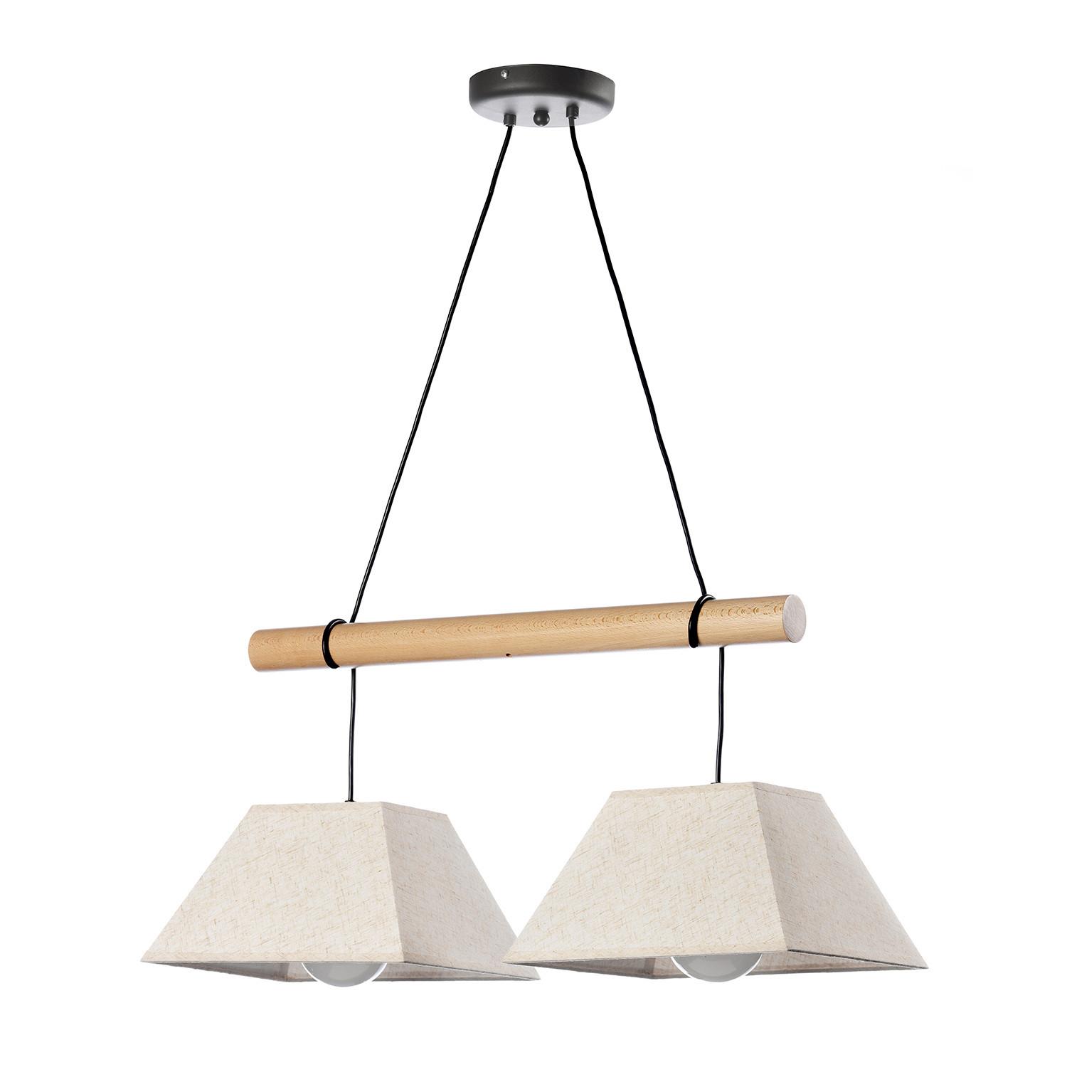 Hängeleuchte Baldo Schwarz/Hellbraun max. 22 Watt - Hellbraun/Schwarz, Natur, Holz/Textil (60/24/90cm)