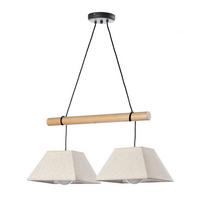 Hängeleuchte Baldo Schwarz/Hellbraun max. 22 Watt - Hellbraun/Schwarz, Natur, Holz/Textil (60/24/90cm)