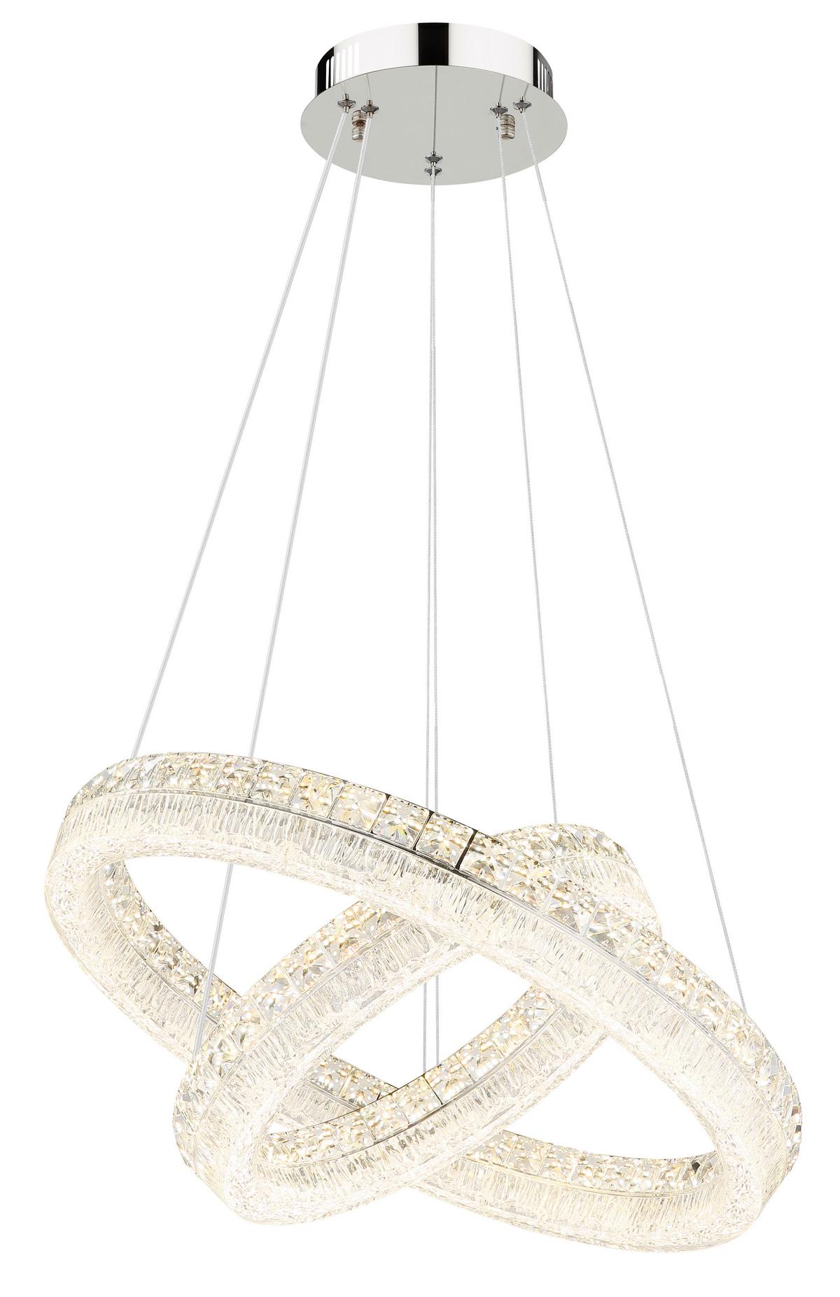 Led Viseća Svjetiljka Laurel - prozirno/boje kroma, Design, staklo/metal (60/120cm) - Globo