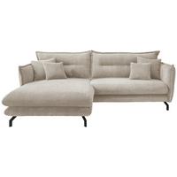 Wohnlandschaft Lava Beige Cord - Beige/Schwarz, MODERN, Textil/Metall (180/255cm) - Livetastic