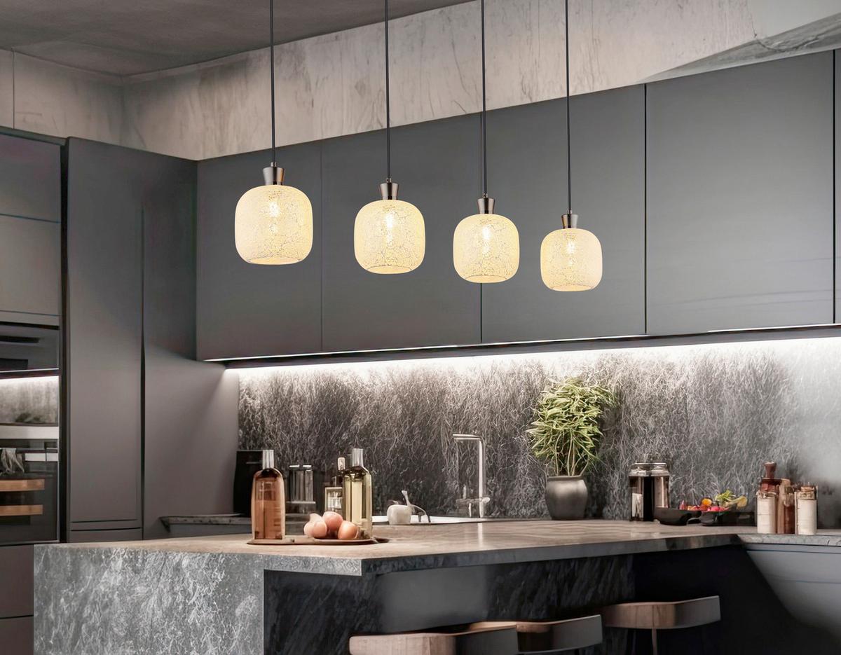 Viseća Svjetiljka Brokana - crni krom/prozirno, Design, staklo/metal (106/16/120cm) - Globo