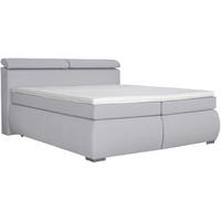 Boxspring Krevet Anett - svijetlo siva/boje kroma, Basics, tekstil/plastika (180/200cm)