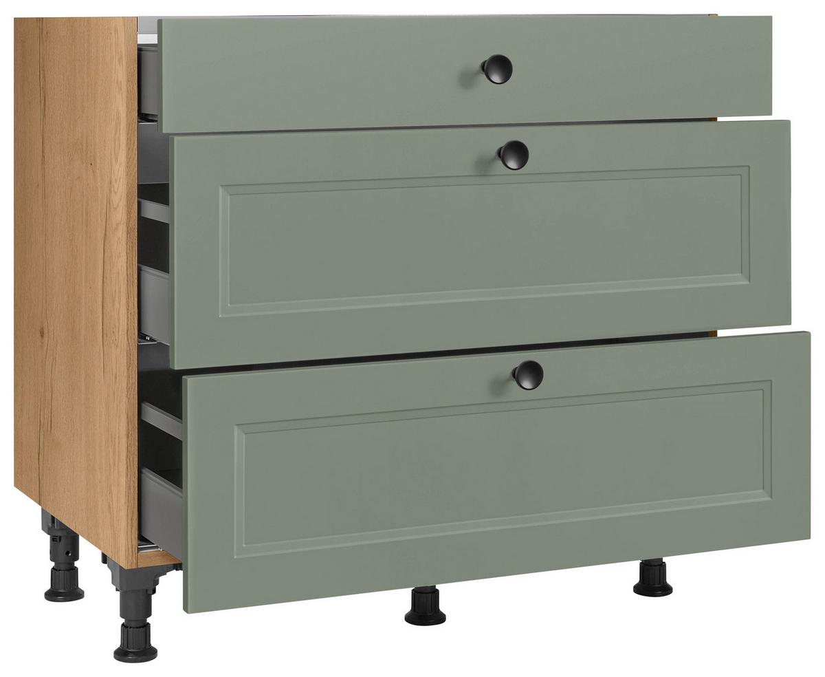 Kochfeldumbauschrank Cascada Grün - Eichefarben/Schwarz, MODERN, Holzwerkstoff/Metall (90/87/56cm) - Nobilia