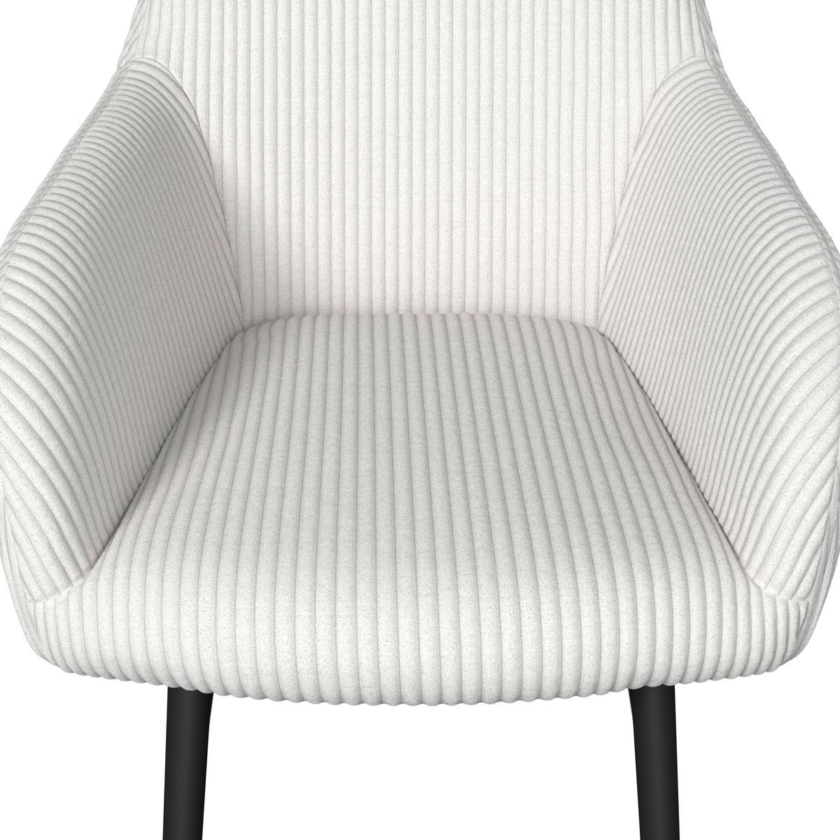 Armlehnstuhl Alani Creme Cord Gepolstert - Creme/Schwarz, MODERN, Textil/Metall (60/58/86cm) - Bessagi Home