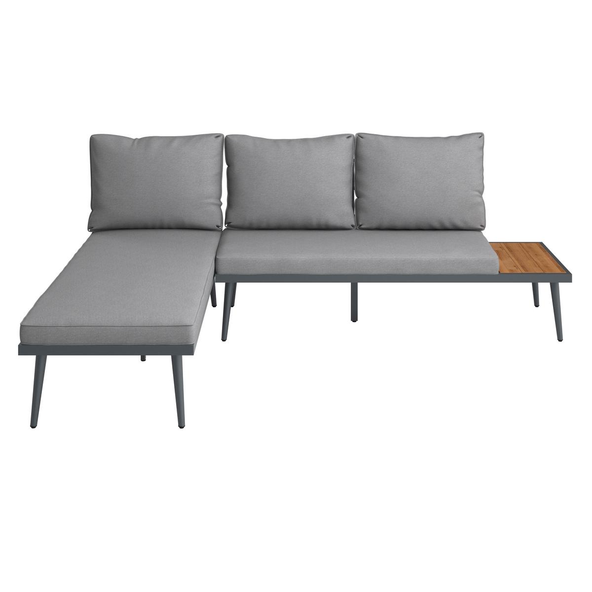 Lounge Garnitura Sallie, Siva - siva/črna, Moderno, kovina/les (152/65/64cm) - Bessagi Garden