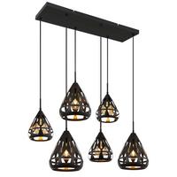 Hängeleuchte Hassan Schwarz max. 40 Watt - Schwarz, Basics, Kunststoff/Metall (90/43/120cm) - Globo