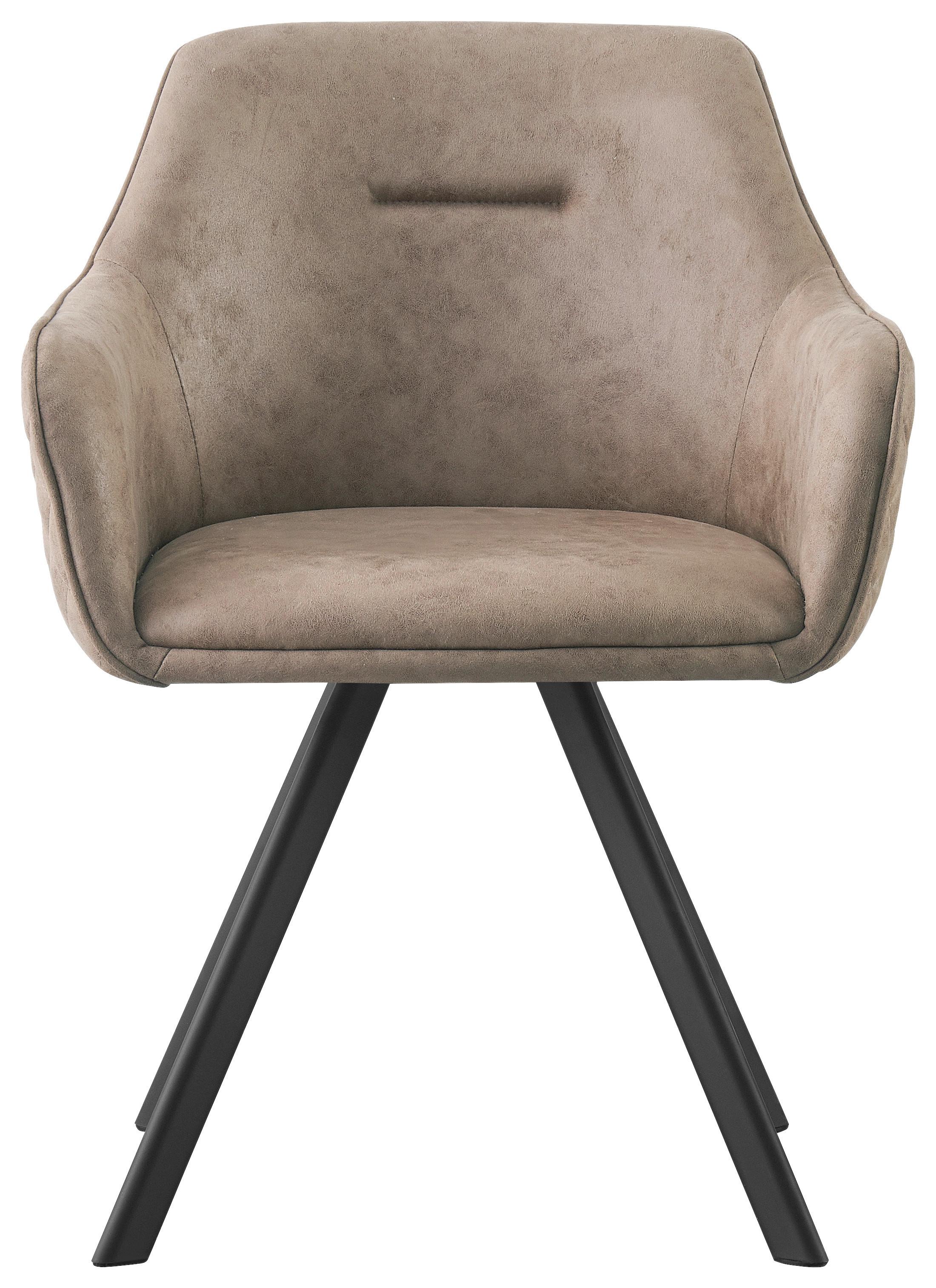 KRZESŁO Z PODŁOKIETNIKAMI MARKO - beżowy/czarny, Design, metal/tkanina (58,5/78,5/60cm) - Hom`in