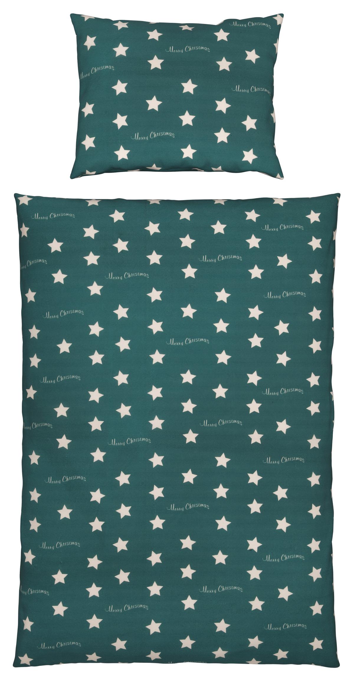 Bettwäsche Stars in Grün ca. 160x210cm - Grün, Konventionell, Textil (160/210cm) - Modern Living