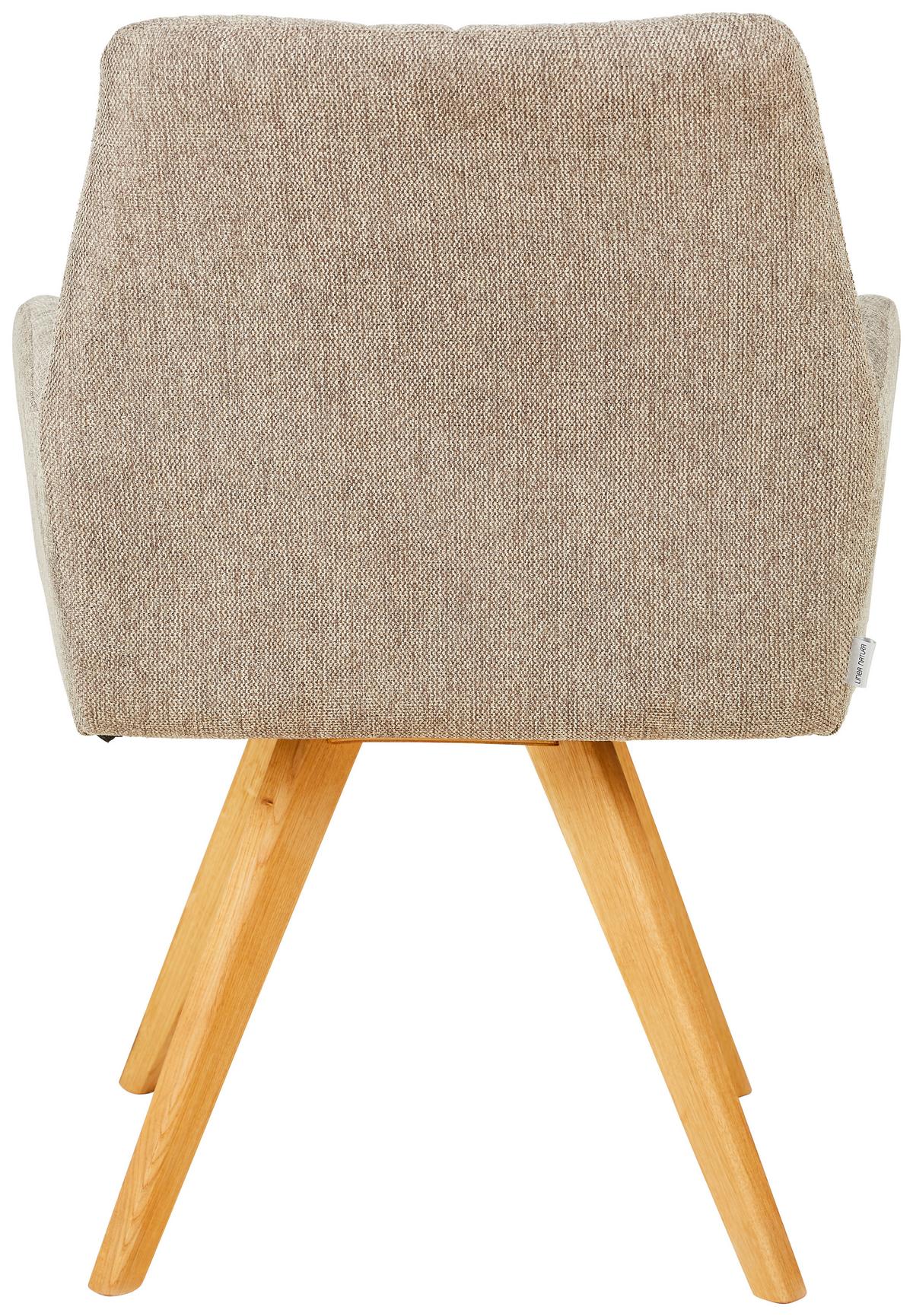 KRZESŁO Z PODŁOKIETNIKAMI PISA - kolor dębowy/taupe, Konventionell, drewno/tkanina (62/87,5/68,5cm) - Linea Natura