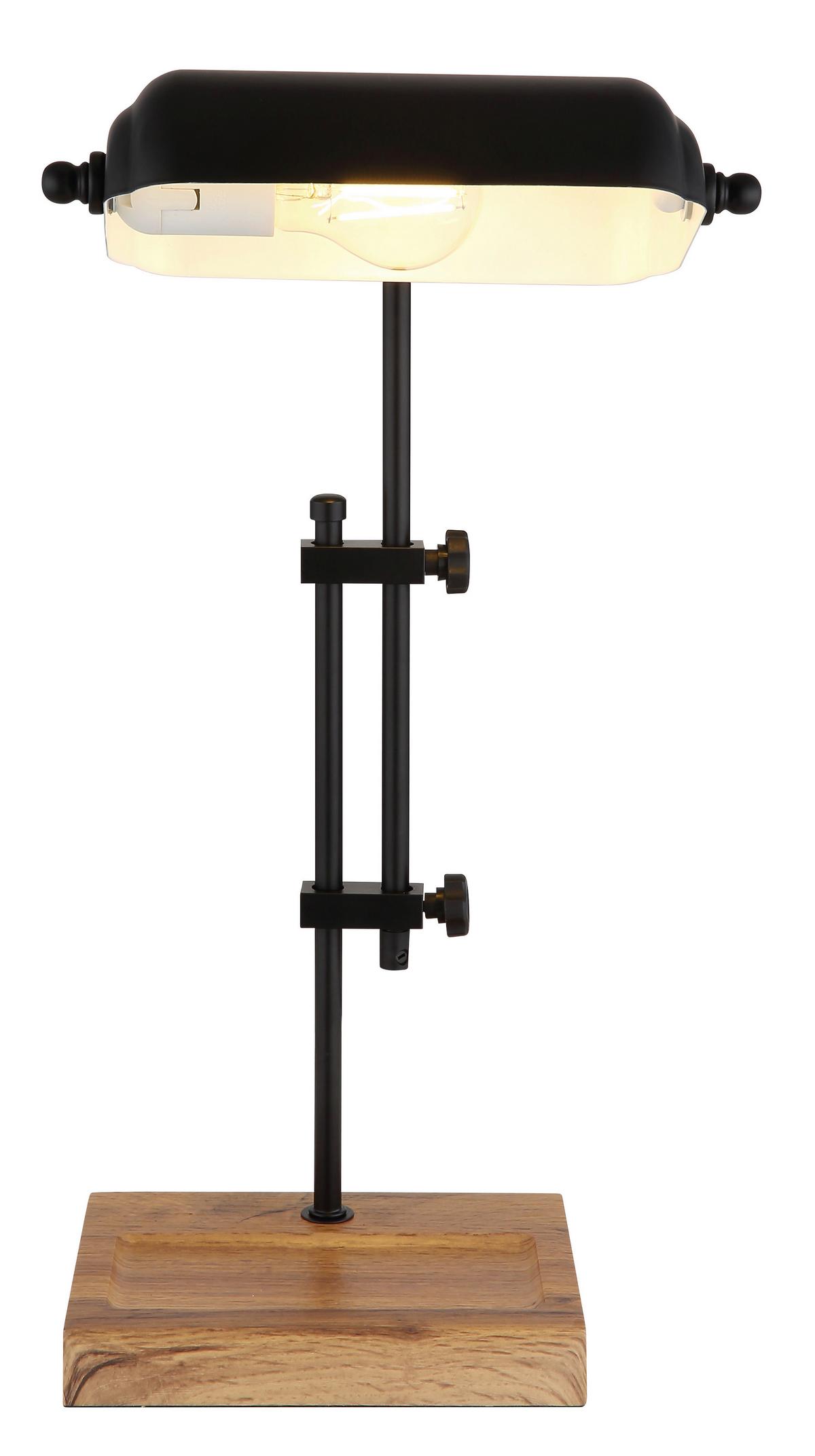 Tischleuchte Madrid Dunkelbraun max. 60 Watt - Dunkelbraun/Schwarz, Natur, Holzwerkstoff/Metall (26,5/18,2/50cm) - Globo