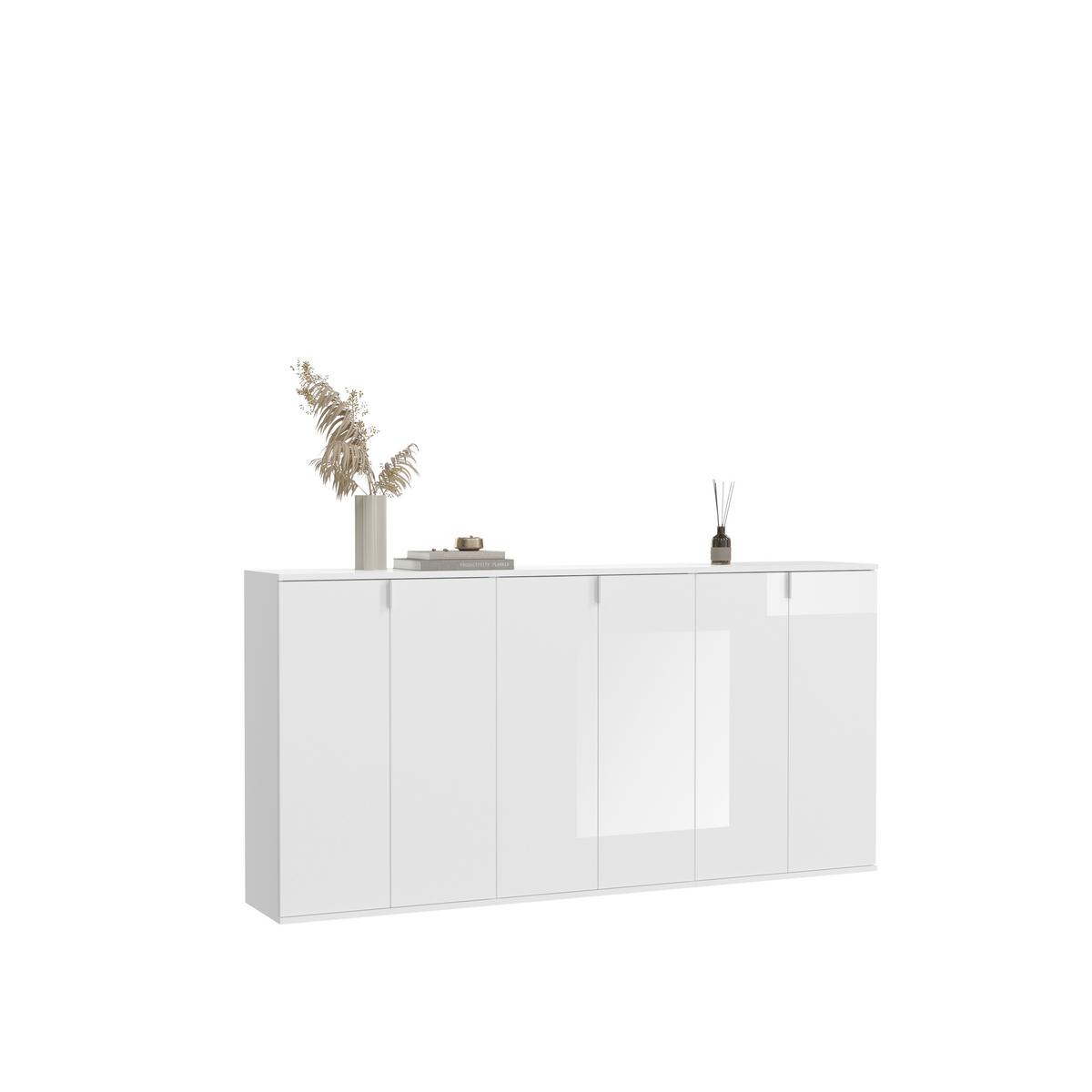 Široka Komoda Projekt X - bela/visoki sijaj, Moderno, leseni material (183/99/34cm) - MID.YOU