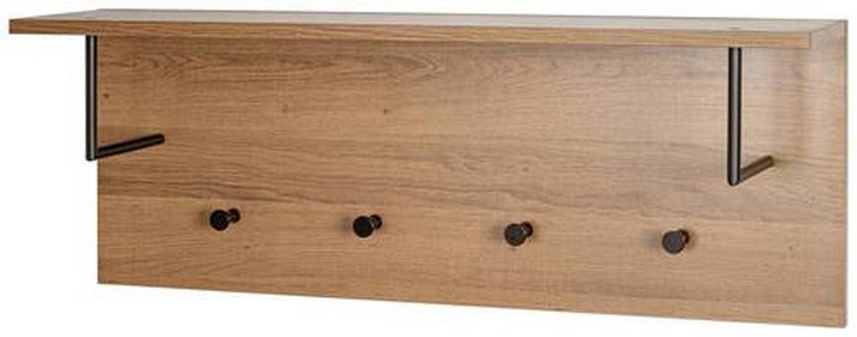 Wandgarderobe Parma in Eichefarben/Schwarz - Eichefarben/Schwarz, Modern, Holzwerkstoff/Metall (80/30/20cm) - Mömax