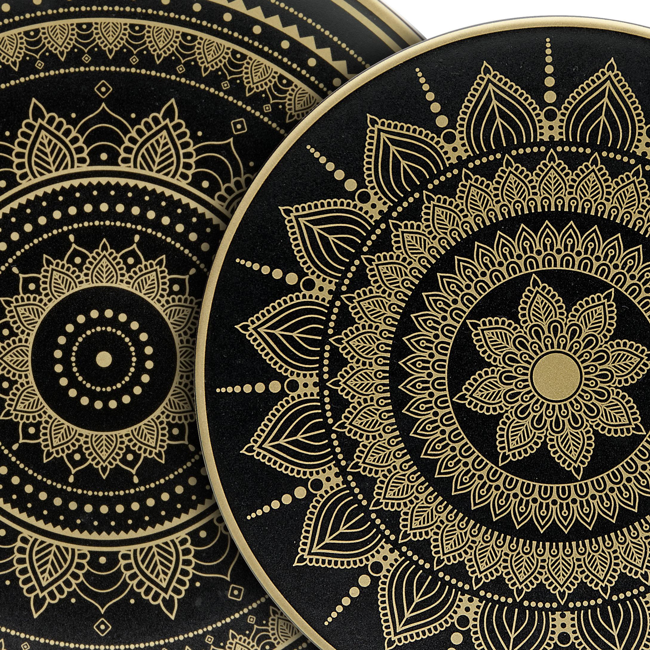 Kombiservice Mandala Gold aus Steinzeug, 8-teilig - Goldfarben/Schwarz, Keramik (29,5/29,5/25,5cm) - Premium Living