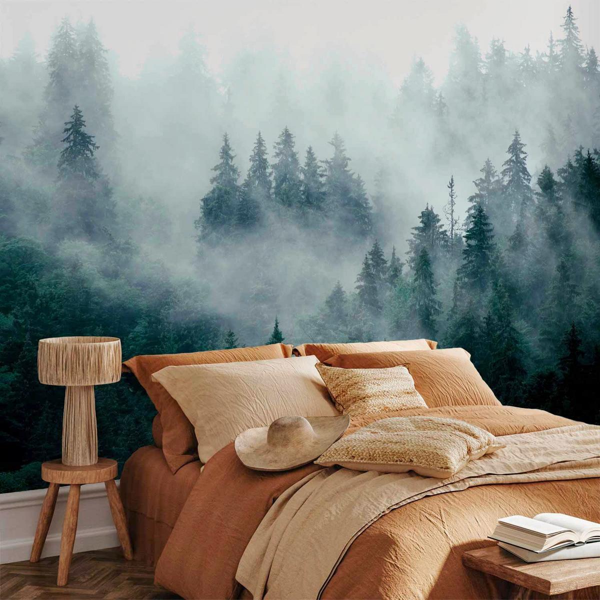 Fototapete Grau/Waldgrün ca. 400x280cm - Waldgrün/Grau, LIFESTYLE, Textil (400/280cm) - artgeist
