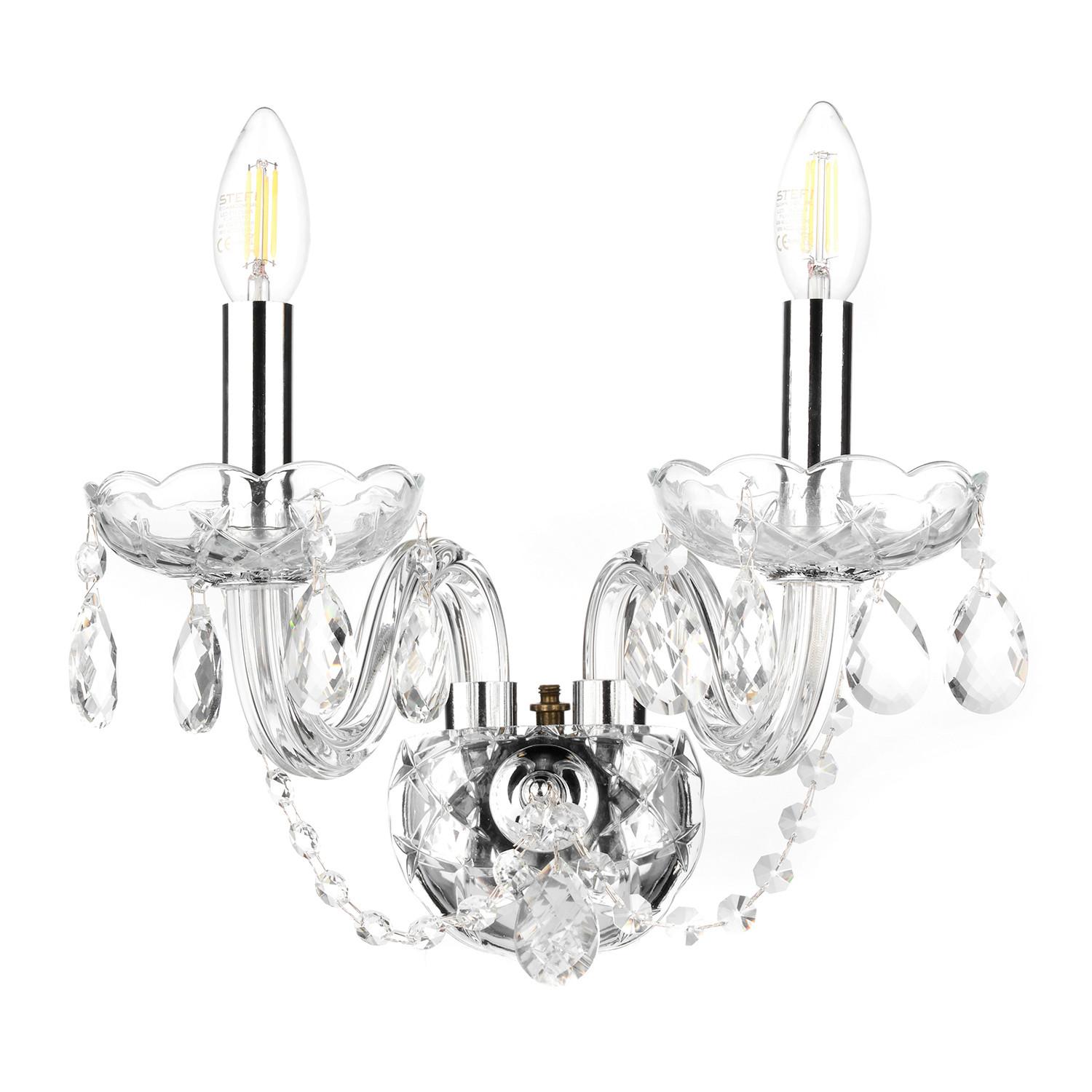 Wandleuchte Svetlana Chromfarben max. 6 Watt - Chromfarben/Transparent, KONVENTIONELL, Glas/Metall (32/30/20cm)