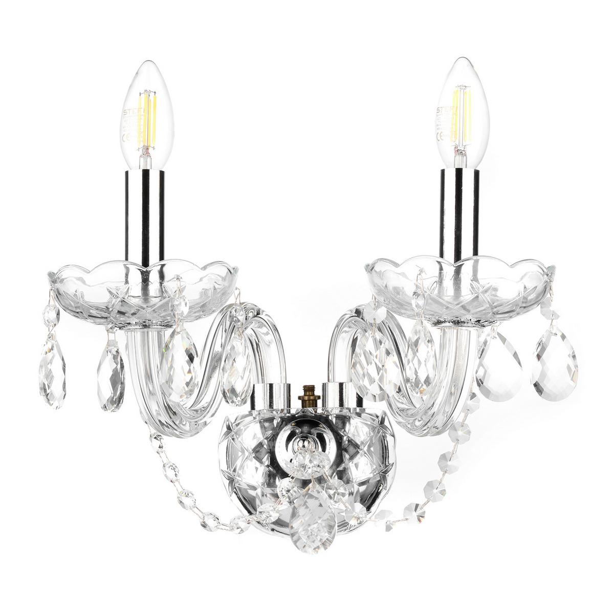 Wandleuchte Svetlana Chromfarben max. 6 Watt - Chromfarben/Transparent, KONVENTIONELL, Glas/Metall (32/30/20cm)