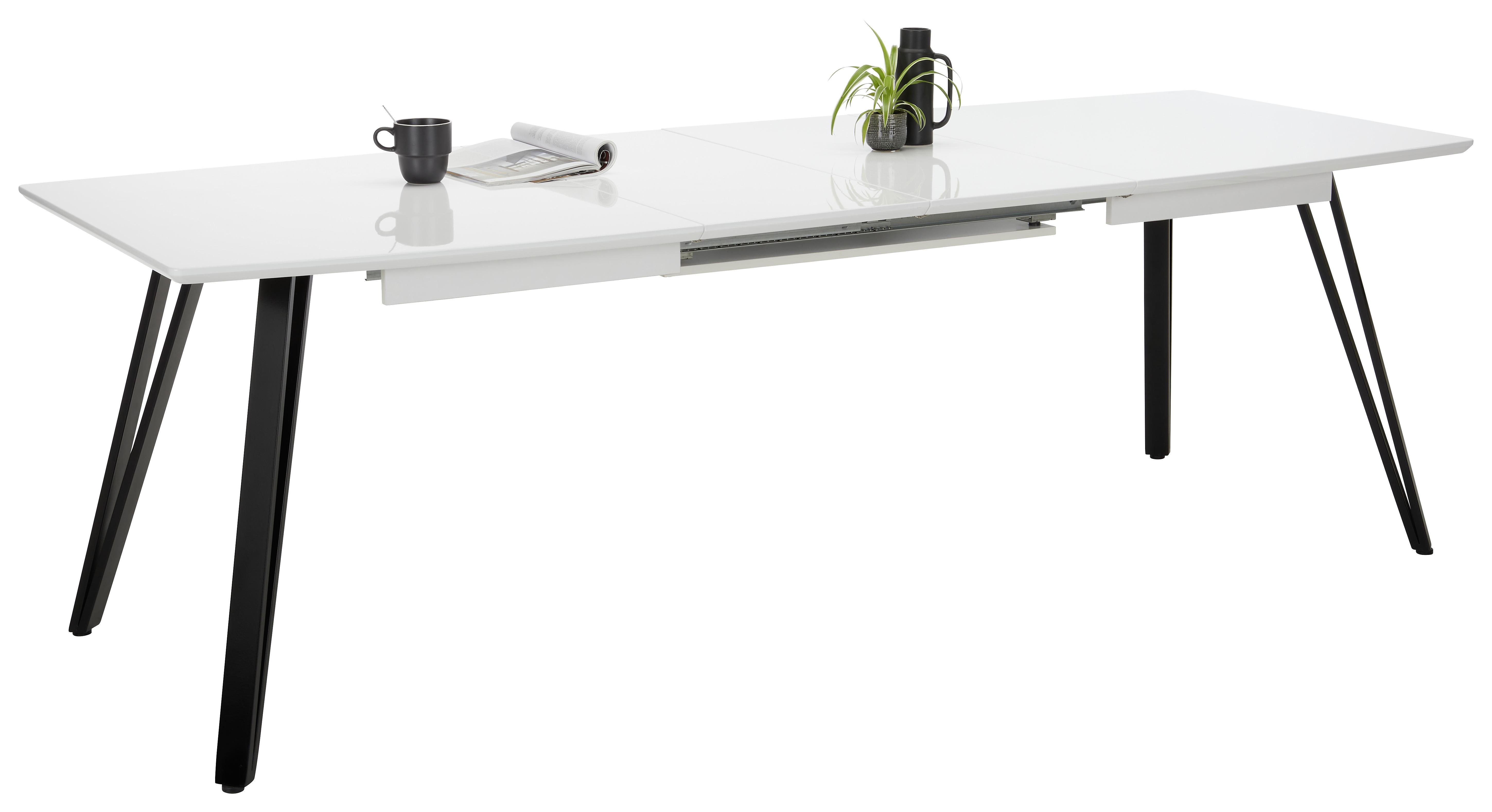 UTDRAGBART BORD ISABELLE - vit/svart, Modern, metall/trämaterial (160-240/76/90cm) - Mömax
