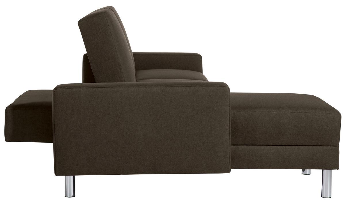 ECKSCHLAFSOFA JUST FASHION - Chromfarben/Braun, KONVENTIONELL, Textil/Metall (152/230cm) - Max Winzer