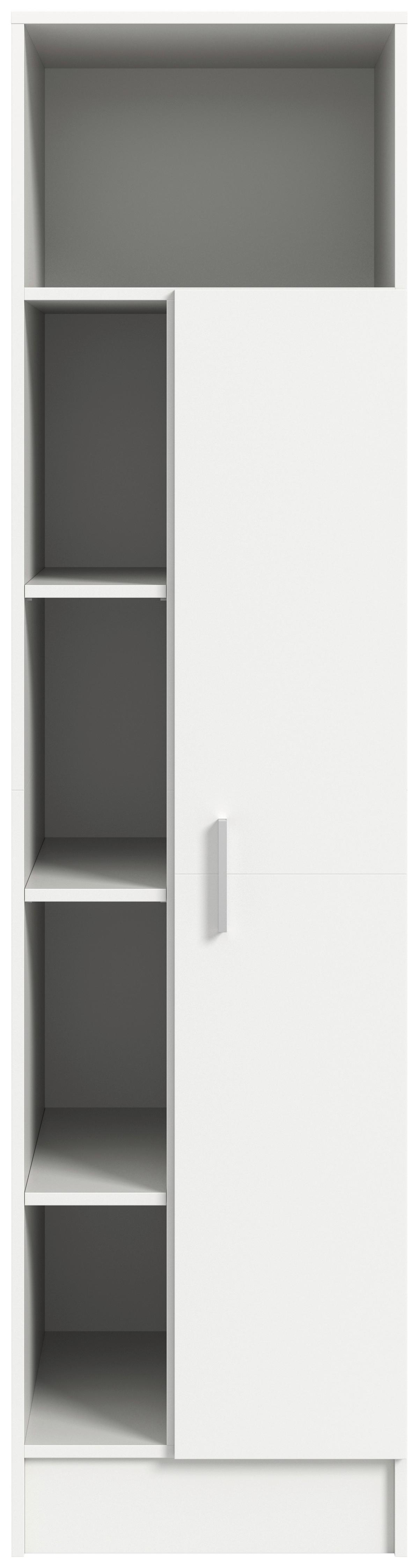 Hochschrank Free Weiß - Silberfarben/Weiß, Basics, Holzwerkstoff/Kunststoff (50/195/62cm) - MID.YOU