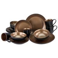 Kombinirani Servis Glamour Gold, 16-Delni - zlate barve/črna, Trend, keramika - Creatable