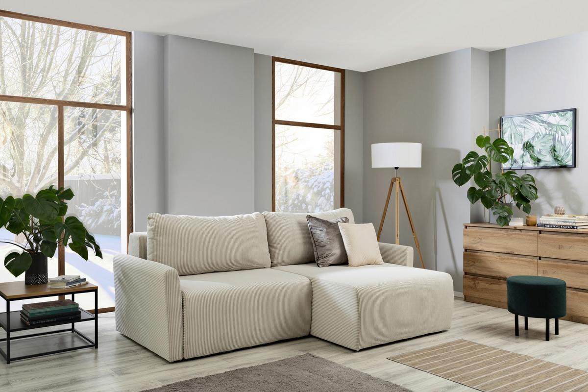 Sedežna Garnitura Sonos, Bež, Ležišče, Predal - črna/ekru, Moderno, tekstil (228/146cm)