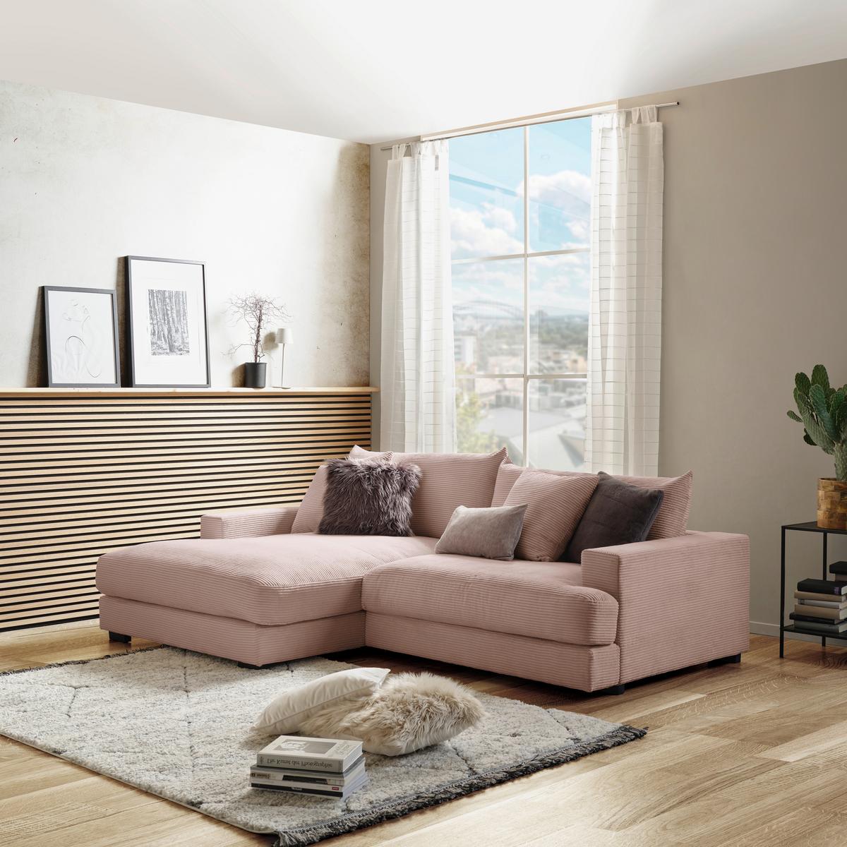 Kutna Garnitura Pelle - ružičasta/crna, Moderno, tekstil (180/265cm) - Modern Living