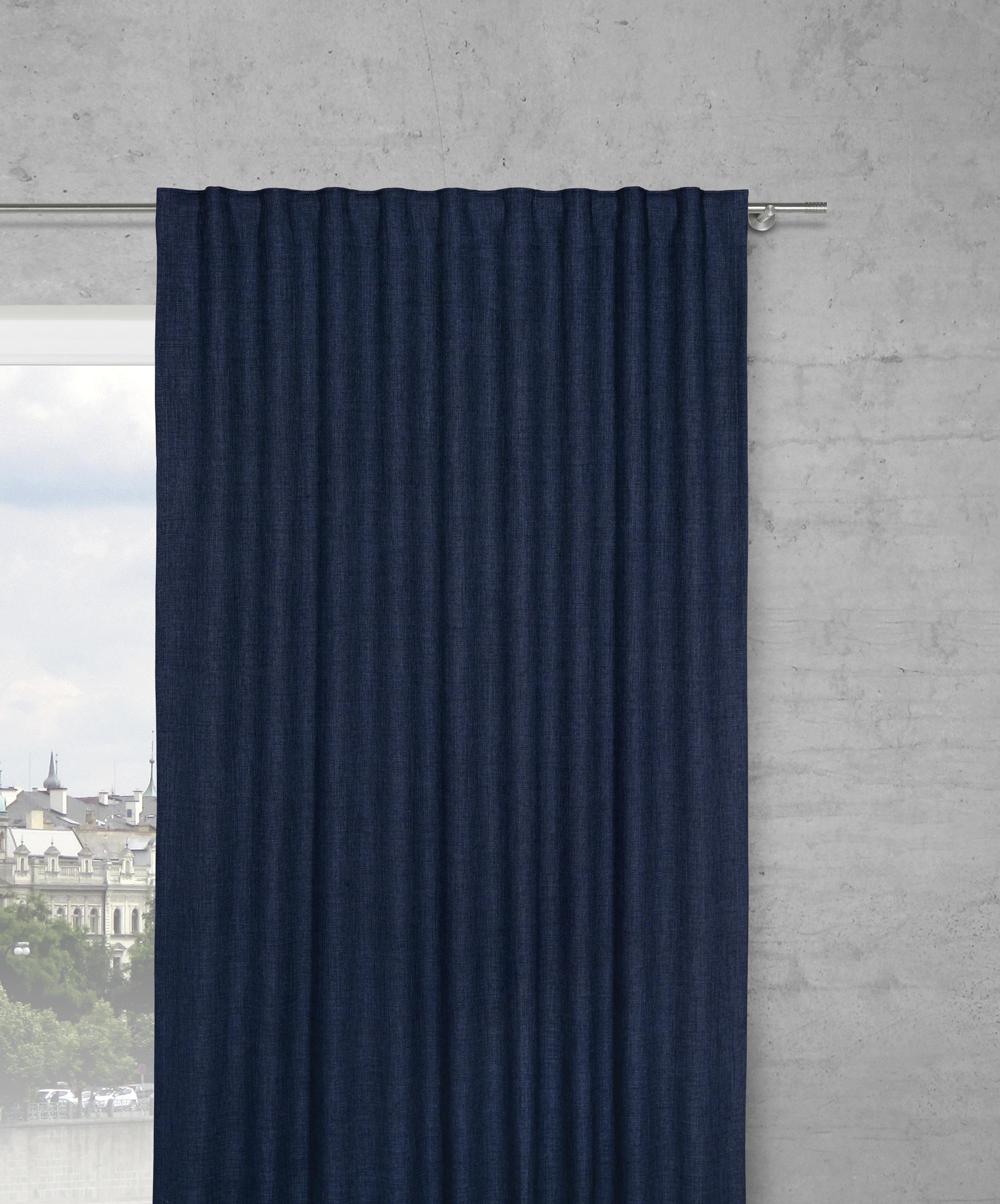Fertigvorhang Leo Dunkelblau 135x255cm - Dunkelblau, Textil (135/255cm) - Premium Living